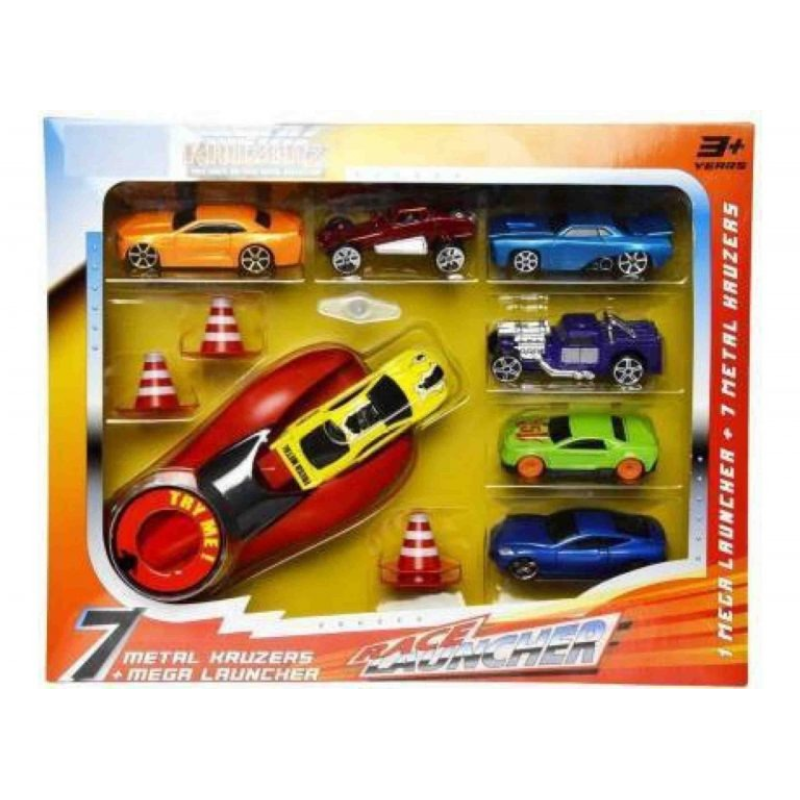 7 Car Rapid Launcher with Metal Die Cast Cars
