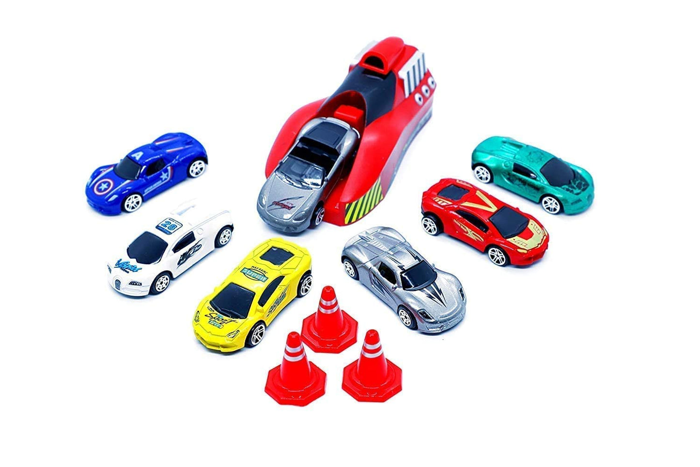 New Play Game Rapid Launcher Play Set Toy with 3 Die Cast Metal Stunt Car and Stoppers for Kids (Multi)
