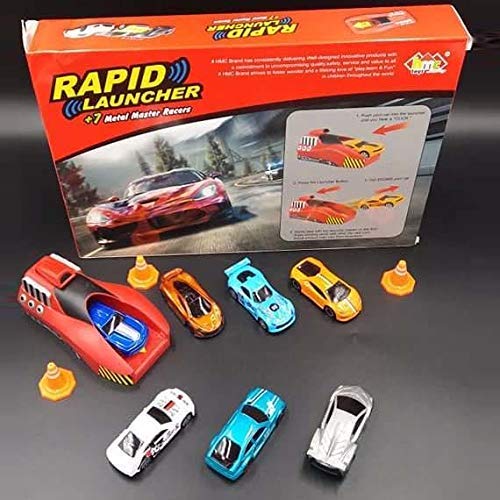 New Play Game Rapid Launcher Play Set Toy with 3 Die Cast Metal Stunt Car and Stoppers for Kids (Multi)