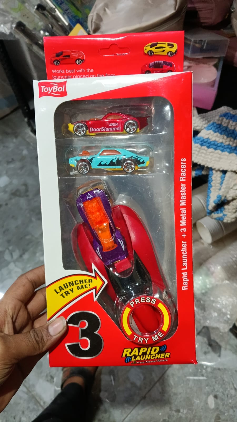 New Play Game Rapid Launcher Play Set Toy with 3 Die Cast Metal Stunt Car and Stoppers for Kids (Multi)