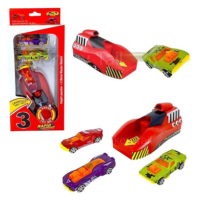 ToyBoi Rapid Launcher Play Set with 3 Die-Cast Metal Master Racer Cars