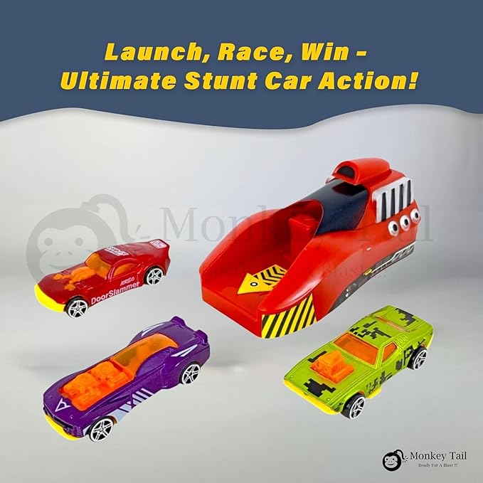 ToyBoi Rapid Launcher Play Set with 3 Die-Cast Metal Master Racer Cars