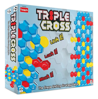 Funskool Triple Cross, Strategy Game, Board Game for Kids, Adults, Families, Educational, Fun, 2+ Players, Family Fun, Activity Toy for Childrens, Gift Set for Kid, Ages 6+ Years
