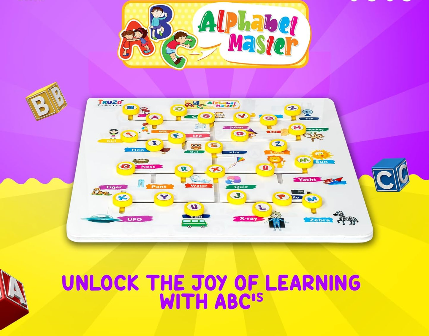 Alphabet Master Puzzle Game|ABCD Jigsaw Puzzle Preschool Learning Improve Vocabulary, Alphabet Maze Puzzle, Fine Motor Skills Toys for 2yrs Above Boys Girls,Learning Educational Board for Kids