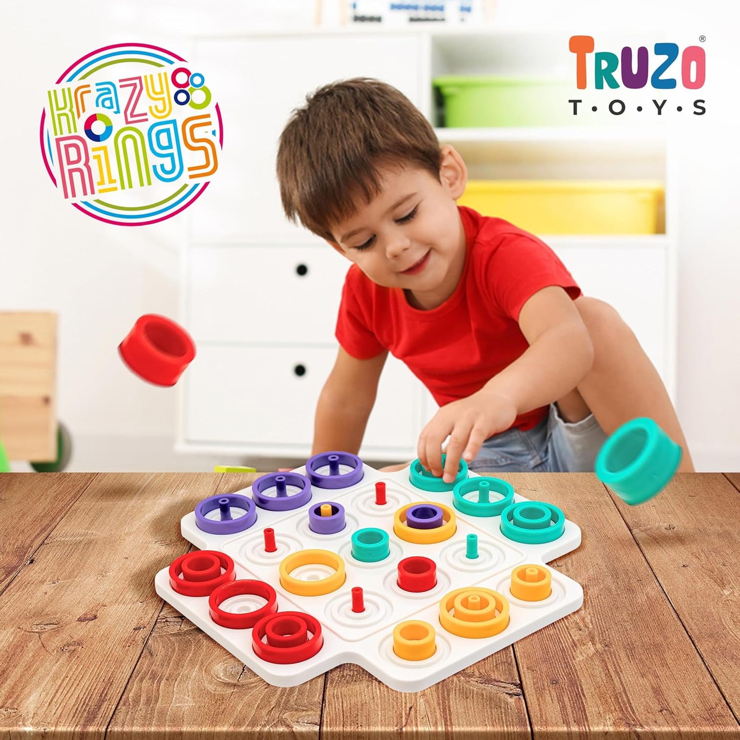 Krazy Rings|Brain Teasers Toy Jigsaw Intelligence Puzzle |Educational Puzzle Game for Kids | 3D Strategy Board Game with Colorful Rings |Multicoloour