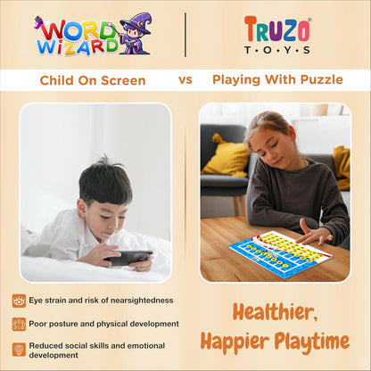 Truzo Word Wizard Spelling Board Game for Kids 26 Cards, 100+ Challenges
