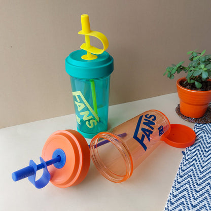 Kids Water Drinking Bottle Cute For Child Good-looking Plastic Tape Straw Tumbler Green