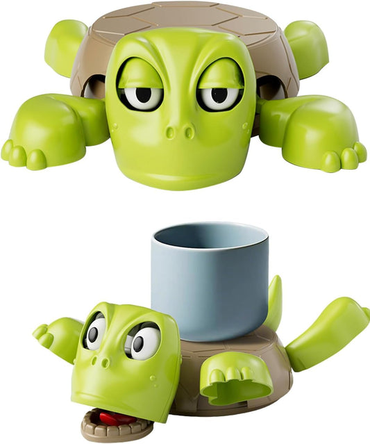 Turtle Coaster, 3D Printed Funny Tea Coasters with Interactive Expression, Turtle Cup Holder, Insulated Drink Mat for Coffee and Wine Glasses, Home Decor and Kitchen Accessories(Light Green)