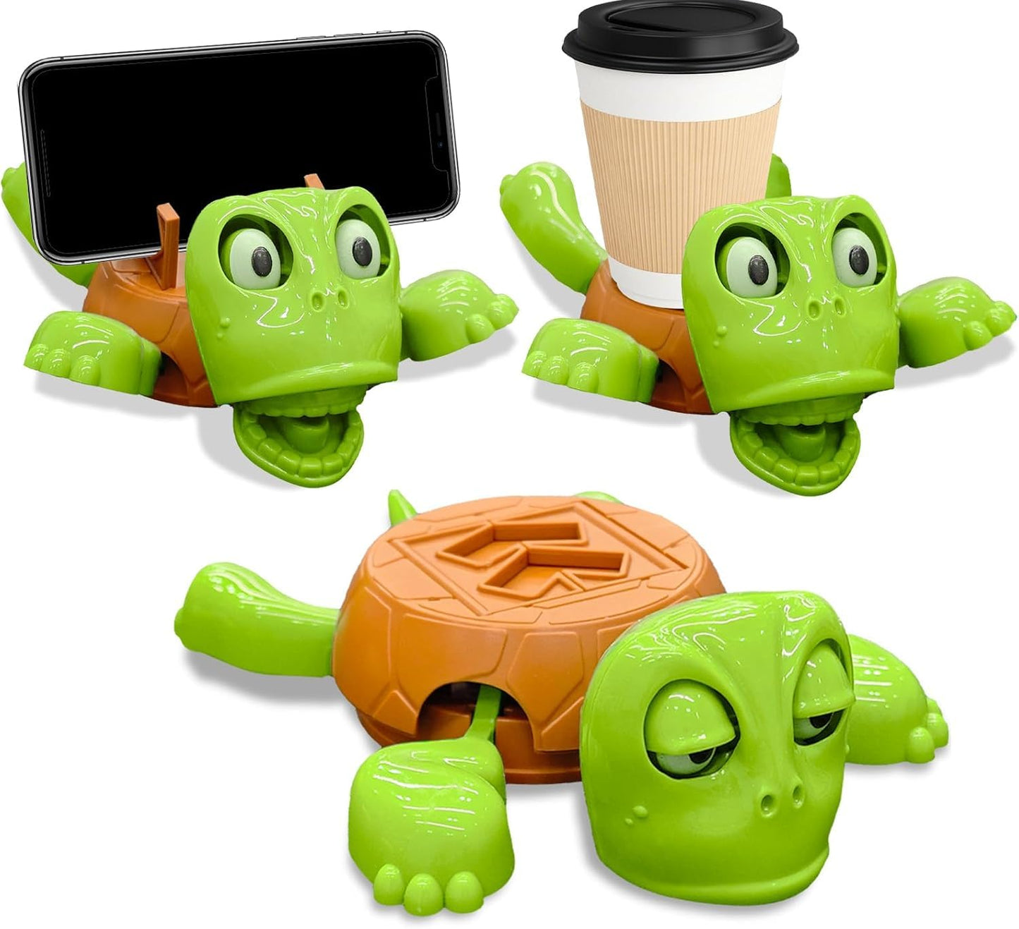 Turtle Coaster, 3D Printed Funny Tea Coasters with Interactive Expression, Turtle Cup Holder, Insulated Drink Mat for Coffee and Wine Glasses, Home Decor and Kitchen Accessories(Light Green)