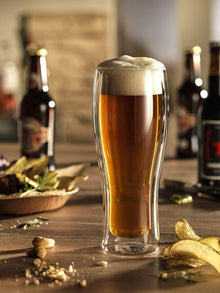 Upside Down Double Wall Insulated Beer Glass 420ml - Set of 2
