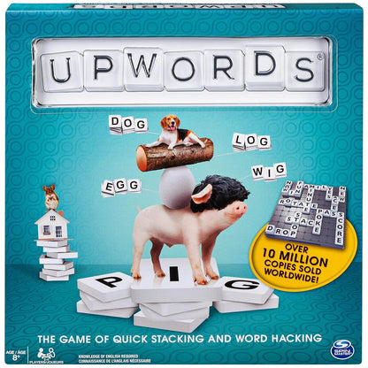 Funskool Spin Master Upwords, Family Games, Strategy Game, Word Game with Stackable Letter Tiles, Strategy Board Games, Get into Funzone, for Ages 8 and Above, Multicolour