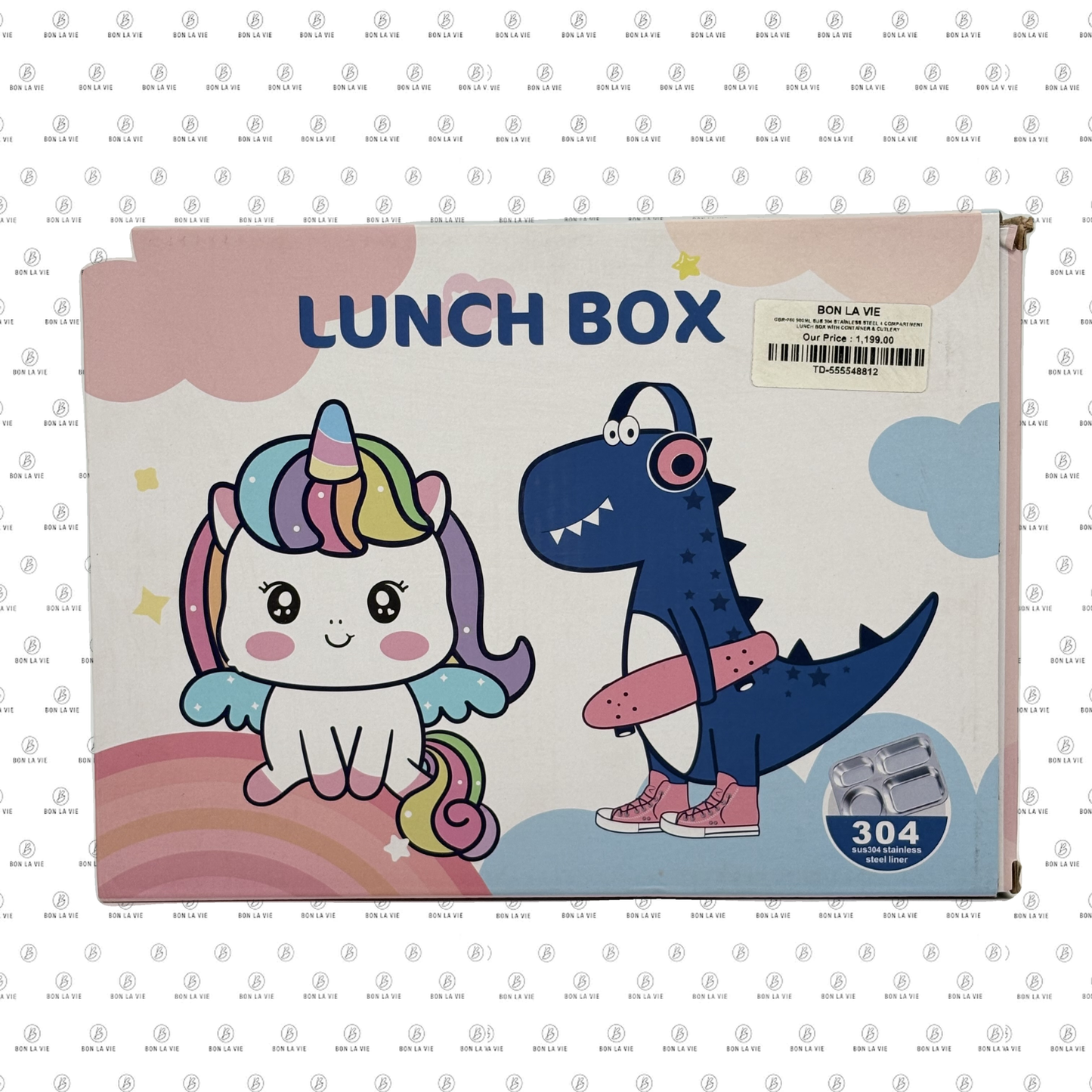 Unicorn Kids 304 Stainless Steel Lunch Box with Spoon, Fork & Container - 700ml
