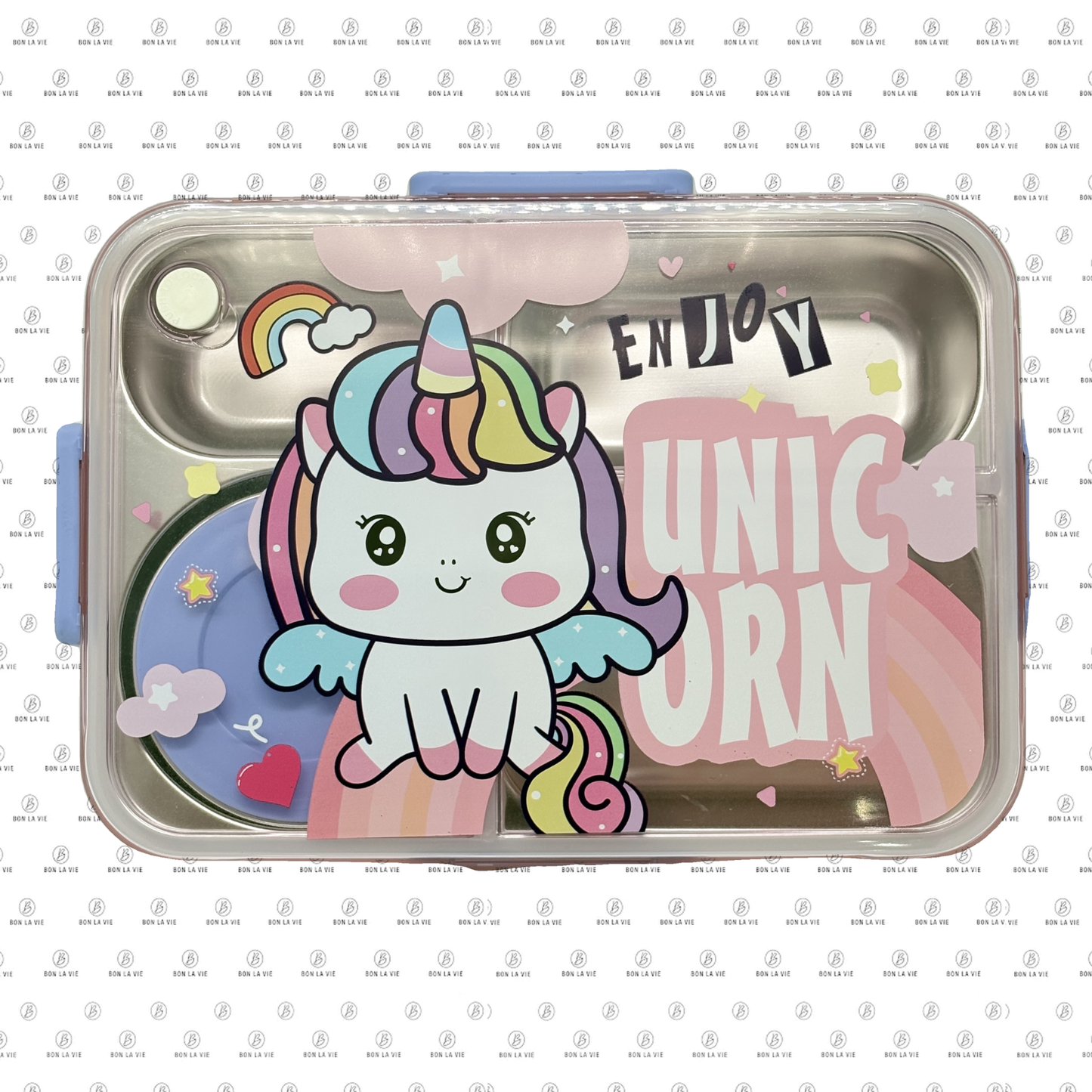 Unicorn Kids 304 Stainless Steel Lunch Box with Spoon, Fork & Container - 700ml