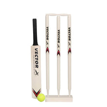 Vector X Wooden Cricket Set for Kids with Bat, Stumps and Tennis Ball