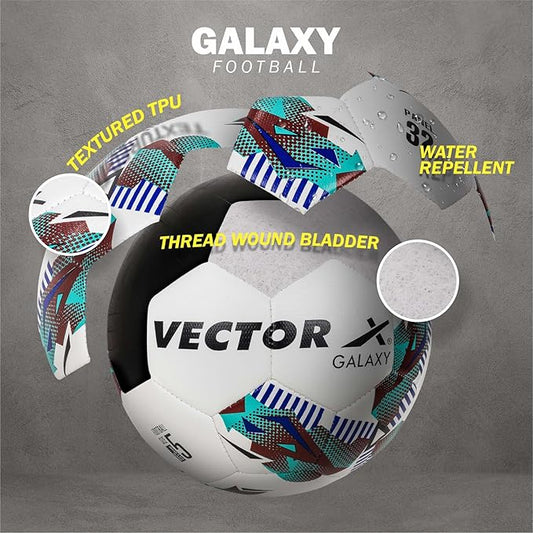 Vector X Galaxy TPU Machine Stitched Football | Training | Match | Sports | Playing | Practice | Indoor & Outdoor Ball | Durable & Water-Resistant Football for Practice (Green) Size : 5