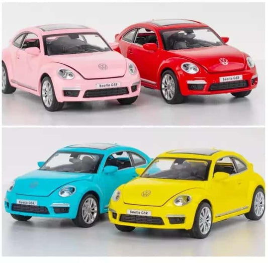 Daji Yellow car Volkswagen Beetle Alloy Simulation Car Model Sound and Light Pull Back Toy Car 1:32 Sophisticated Gift Choice.