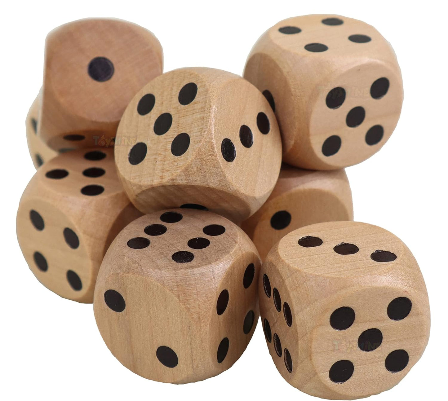 Toyshine Pack of 12, 6-Sided Games Dice Set 14 MM, Wooden Dice for Playing Board Games, Dice Games, Math Games, Party Favors and More
