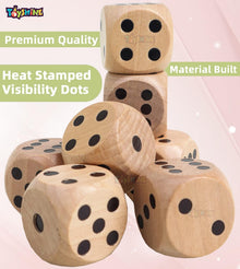 Toyshine, 6-Sided Games Dice Set 25 MM, Wooden Dice for Playing Board Games, Dice Games, Math Games, Party Favors and More