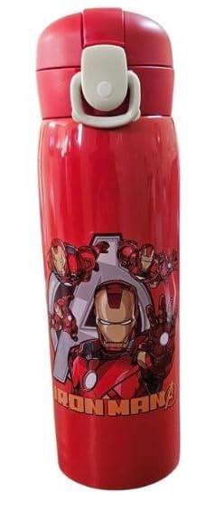 RSAAUD® 500ml Superhero Theme Stainless Steel Cartoon Water Bottle, Insulated Water Bottle, Steel Water Bottles for Girls Boys,Steel Flask for School, Office Leakproof (Red)