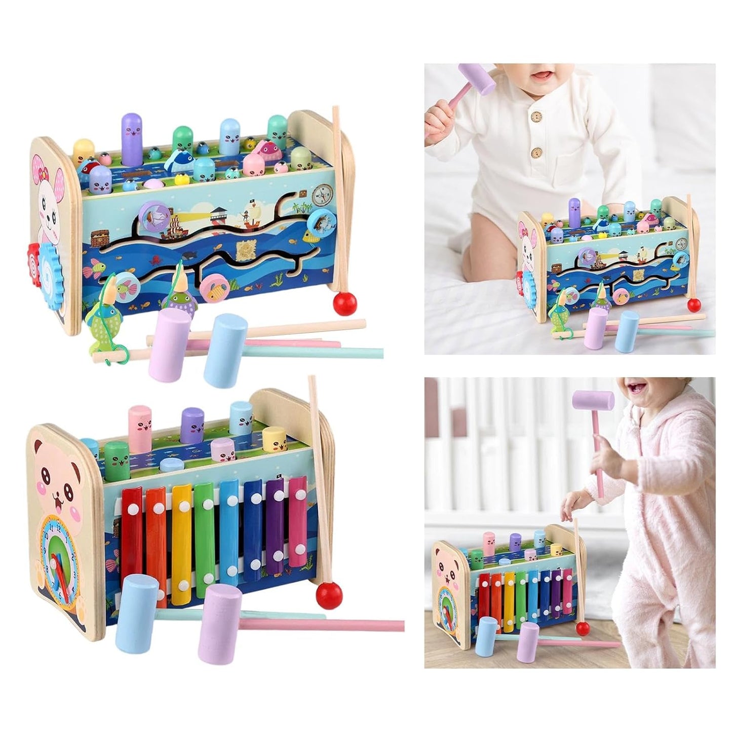 Montessori Toy with Gear Activity Motor Skills Hammering for 3 to 5 Years