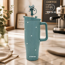 Sitarayuri Striped Insulated Tumbler with Bow Charm and Handle – 1200ml