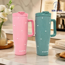 Sitarayuri Striped Insulated Tumbler with Bow Charm and Handle – 1200ml