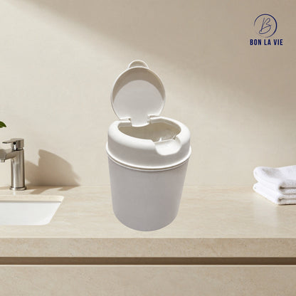 Desktop Dustbin White Small Mini Trash Can for Table and Desk