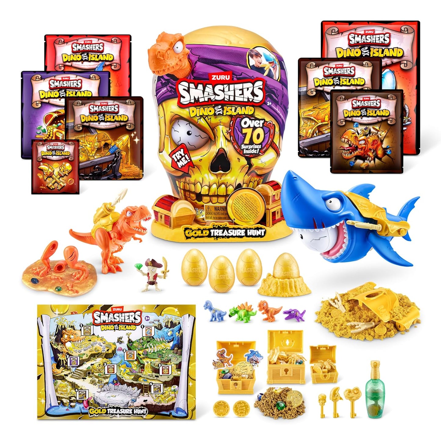 Smashers Dino Island Gold Treasure Hunt (Orange) by ZURU - Interactive Collectable Treasure Hunt Themed Toy