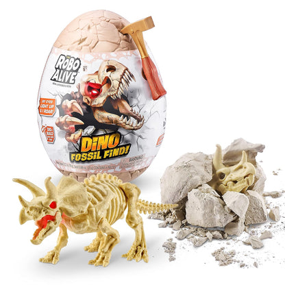 Robo Alive Dino Fossil Find - Triceratops by ZURU Excavate Dinosaur Fossils Digging Kit Collectible Toy with Slime, Multicolor