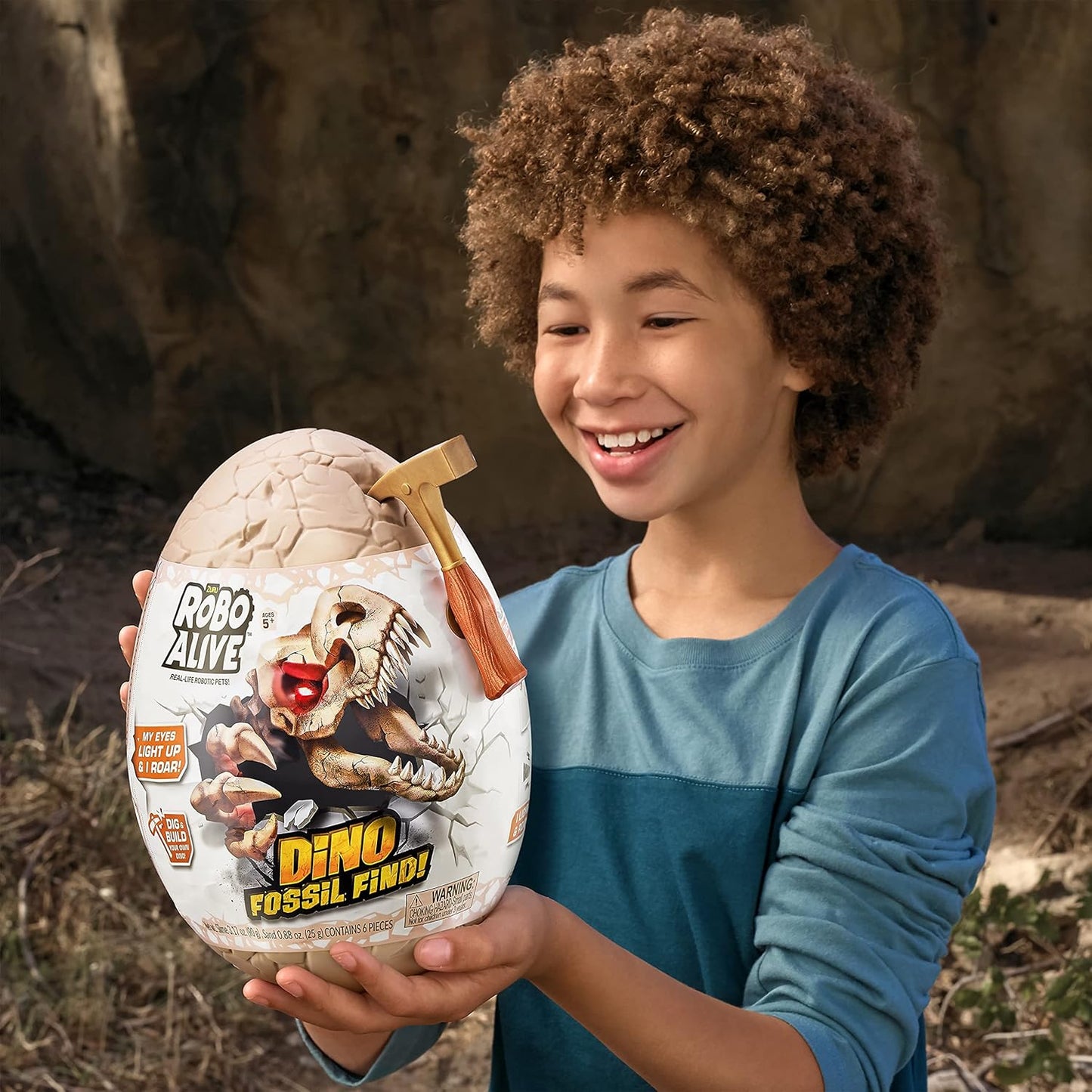 Robo Alive Dino Fossil Find - Triceratops by ZURU Excavate Dinosaur Fossils Digging Kit Collectible Toy with Slime, Multicolor