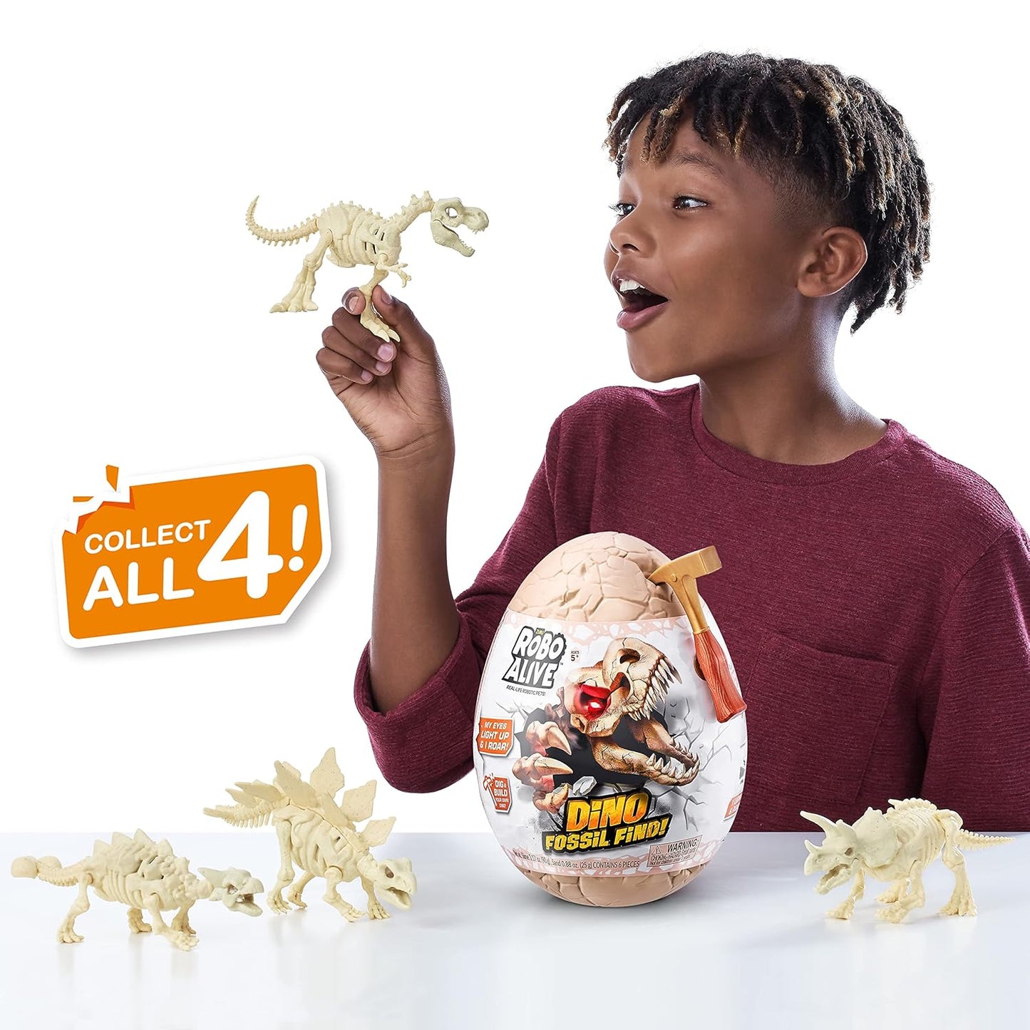 Robo Alive Dino Fossil Find - Triceratops by ZURU Excavate Dinosaur Fossils Digging Kit Collectible Toy with Slime, Multicolor