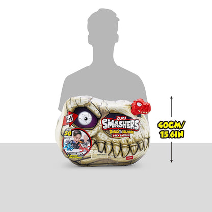 ZURU SMASHERS Dino Island T-Rex Battles (Red Version) By Zuru 50+ Surprises Boys Collectible Dinosaur T-Rex Triceratops Surprise Slime Sand Compounds Discovery
