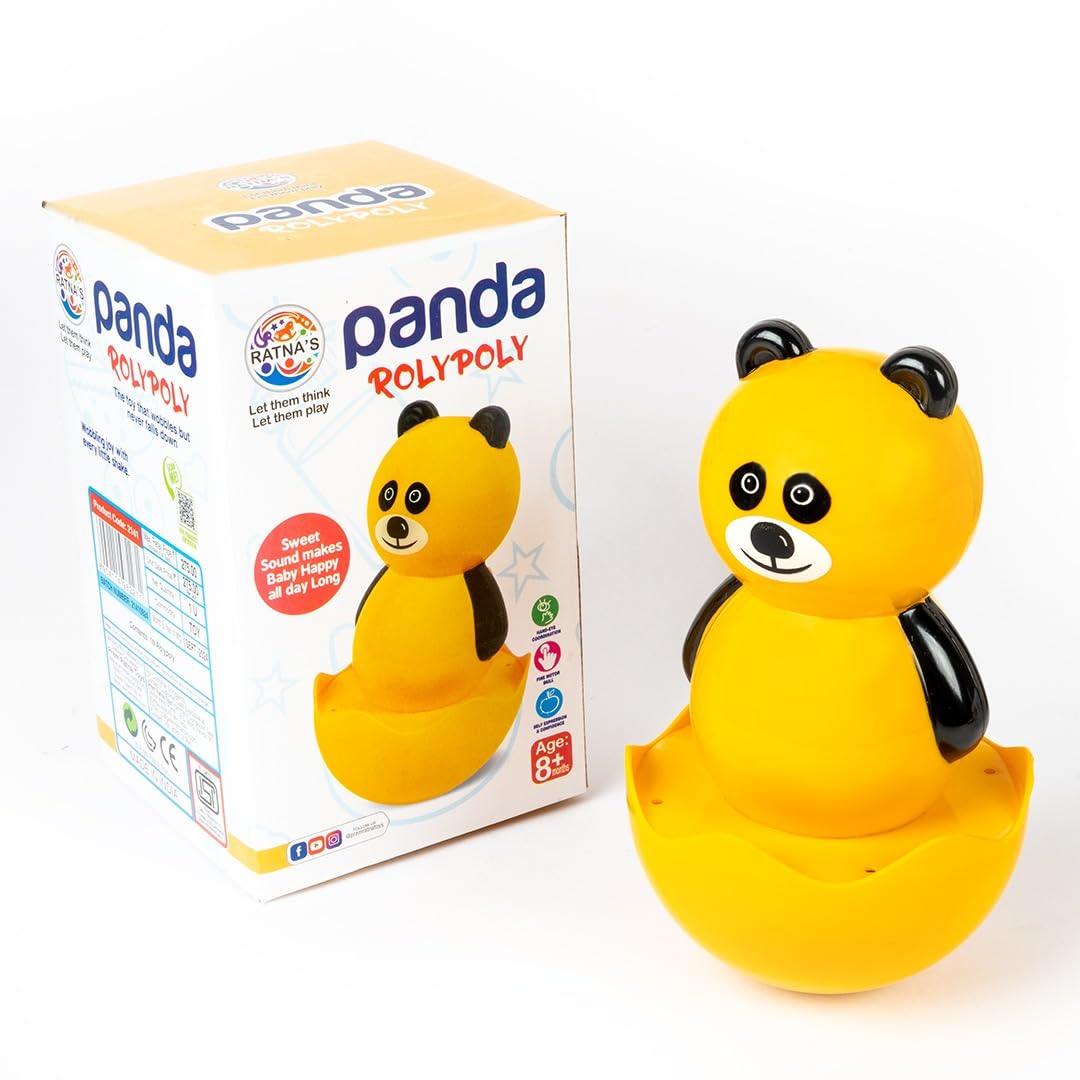 RATNA'S Panda Roly Poly Wobbling Toy with Sweet Sound, Ages 8+ Months