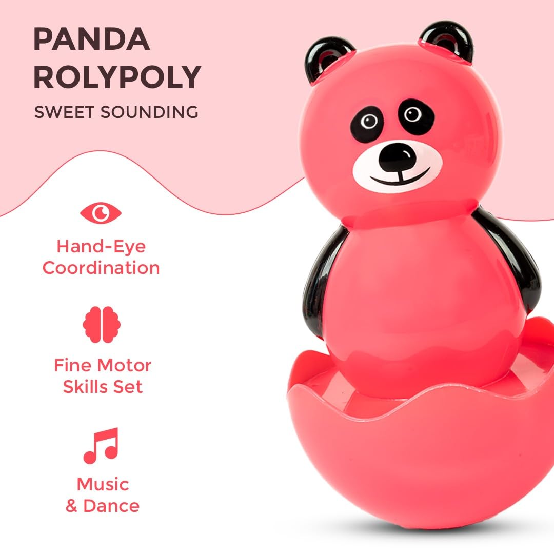 RATNA'S Panda Roly Poly Wobbling Toy with Sweet Sound, Ages 8+ Months