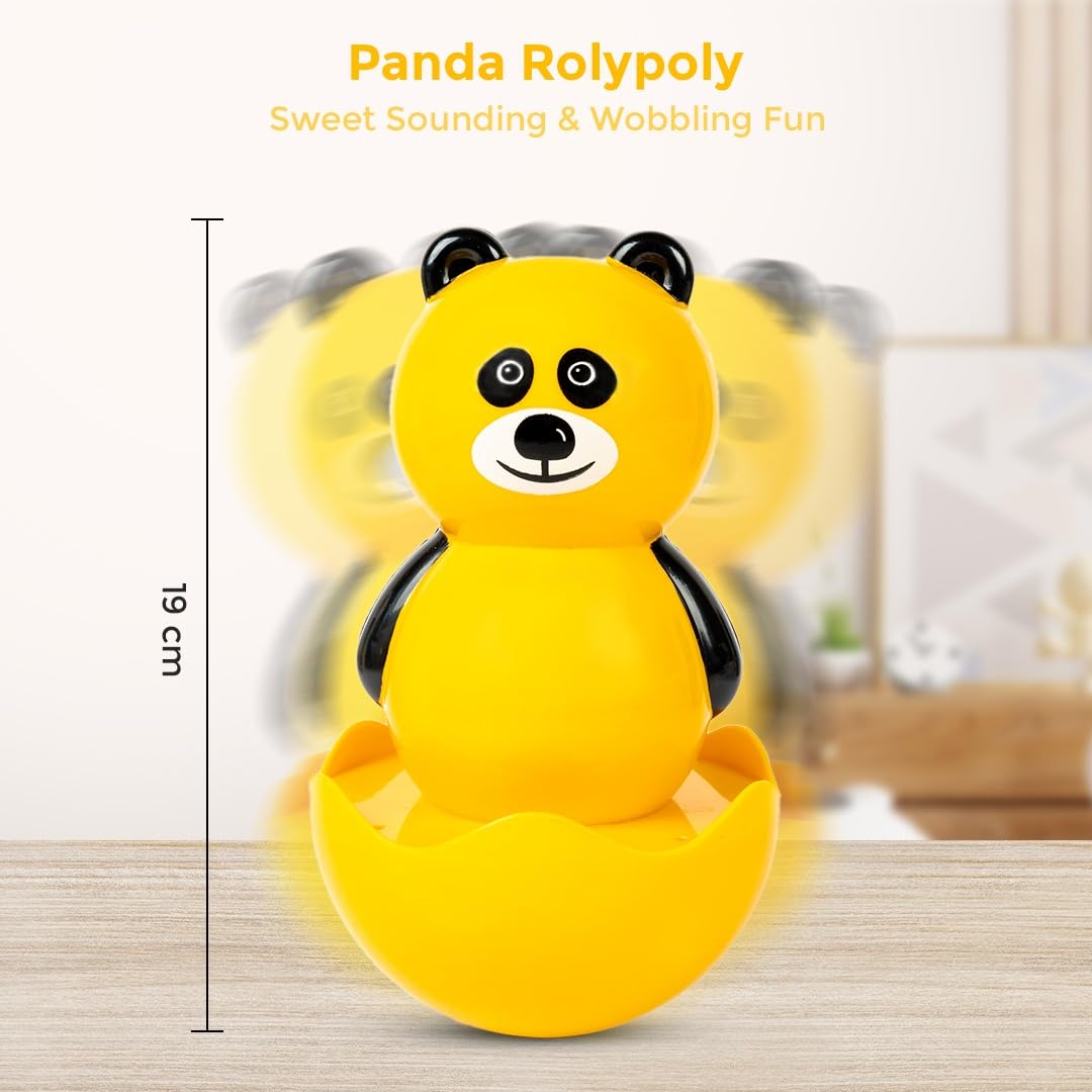 RATNA'S Panda Roly Poly Wobbling Toy with Sweet Sound, Ages 8+ Months