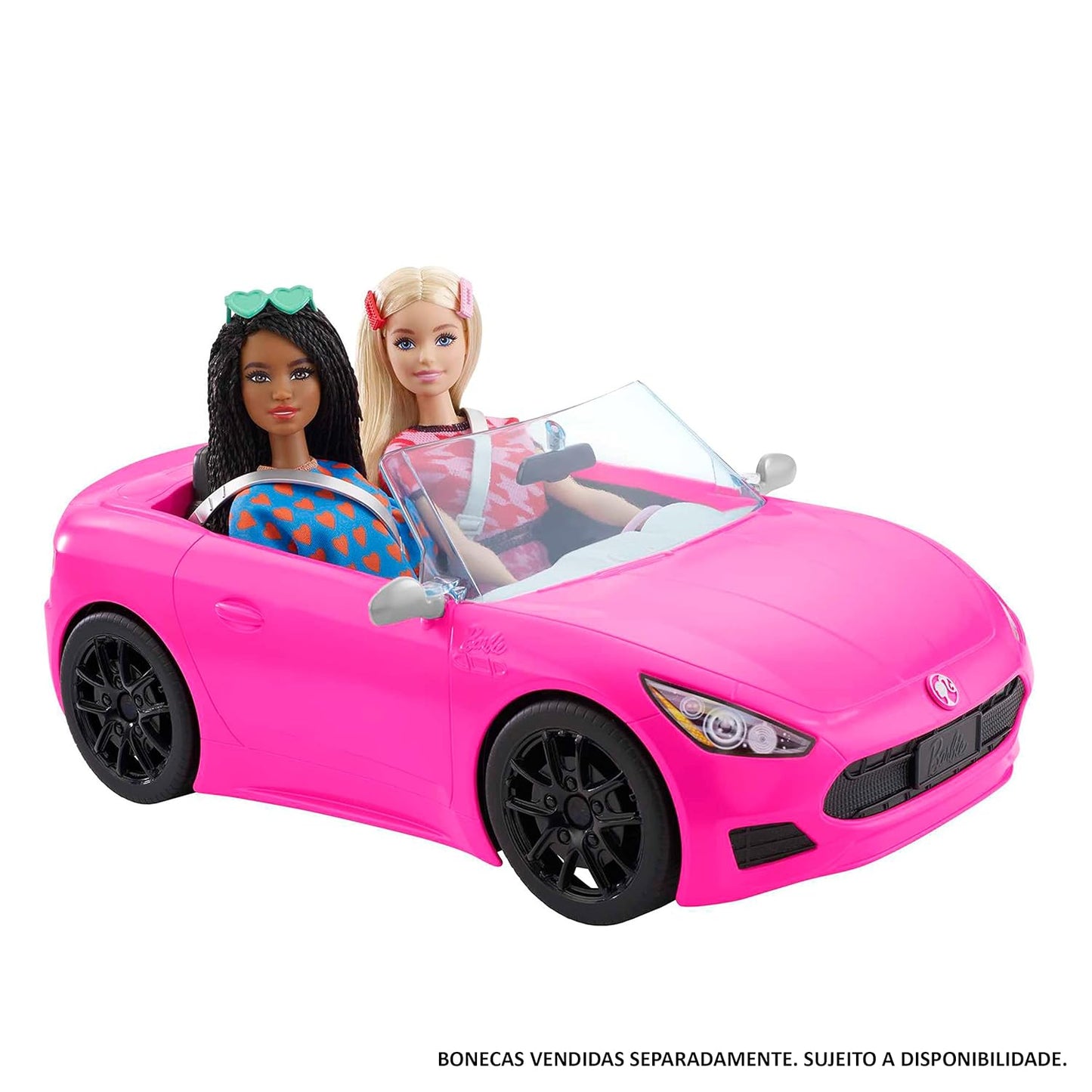Barbie® Convertible 2-Seater Vehicle, Pink Car with Rolling Wheels & Realistic Details, Gift for 3 to 7 Year Olds