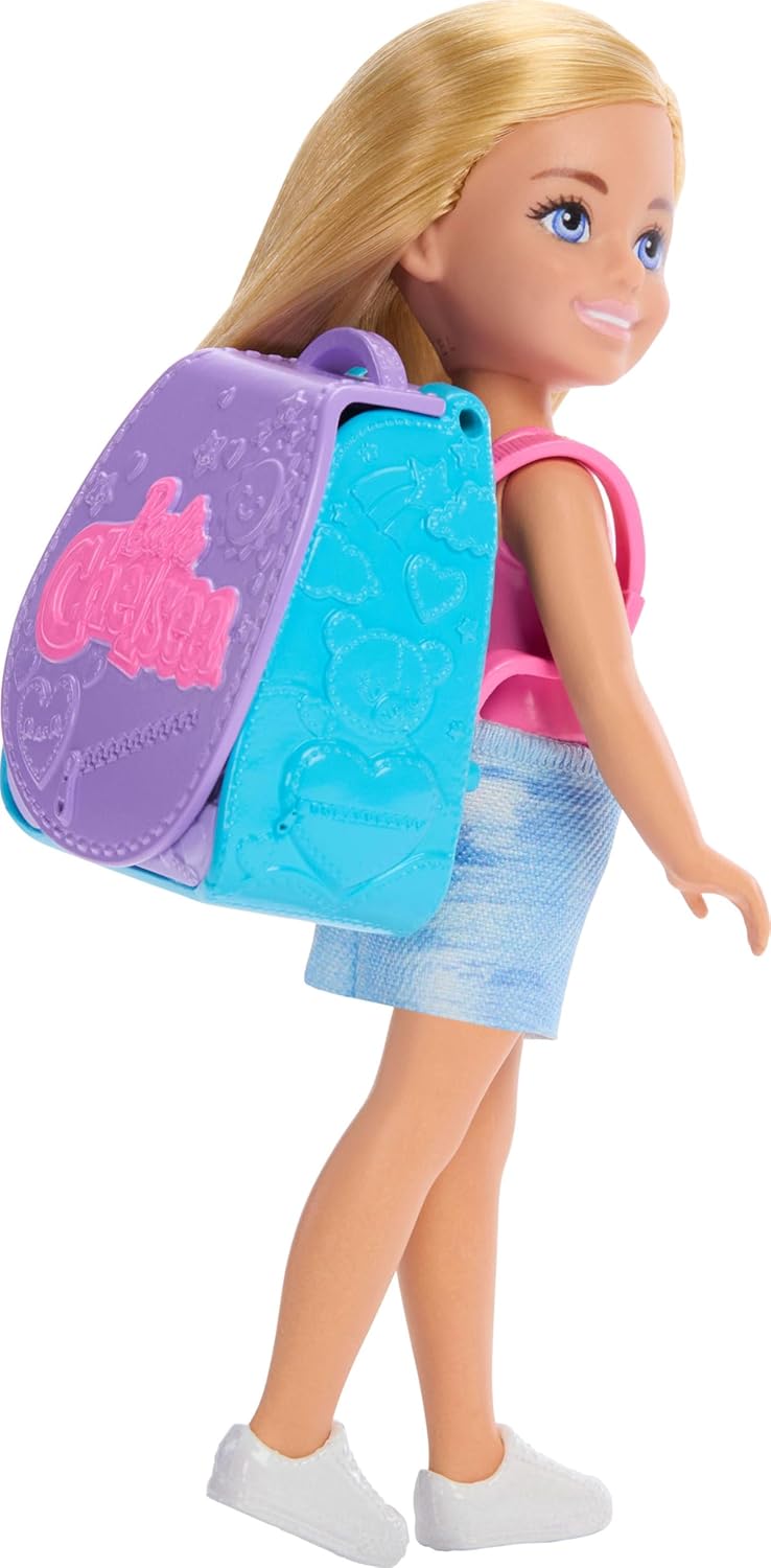 Barbie Family & Friends Cupcake Baking Backpack Blonde Chelsea Doll, Wearable Backpack with Baking Play Pieces