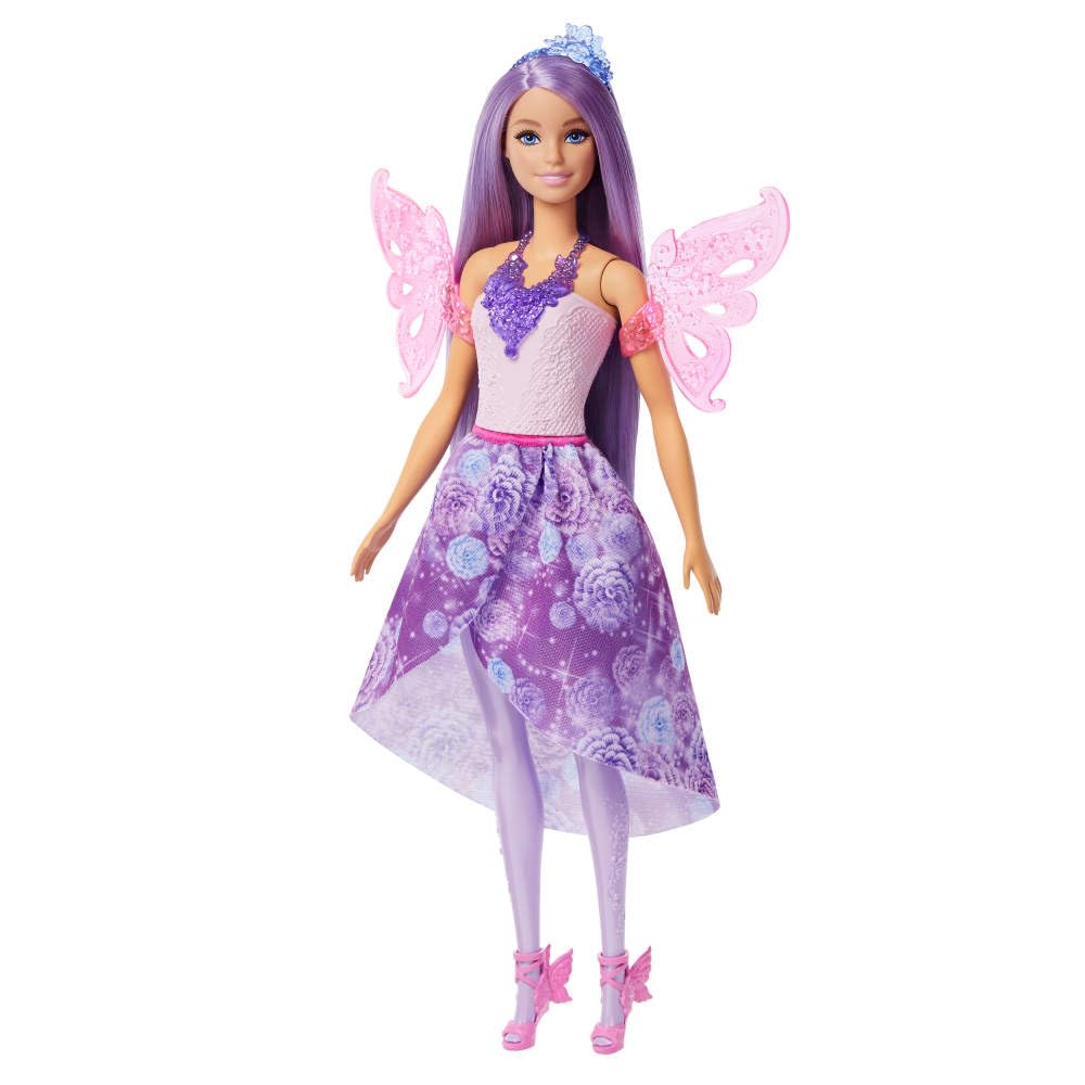 Barbie Doll with Clothes & Accessories, Fantasy Fashion Pack with 8 Accessories Including Mermaid Tail, Fairy Wings, Royal Necklaces, Shoes & More for 10+ Looks