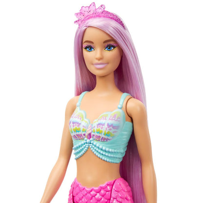 Barbie Mermaid Doll with 7-Inch-Long Pink Fantasy Hair and Colorful Accessories for Styling Play Like Headband and Barrettes