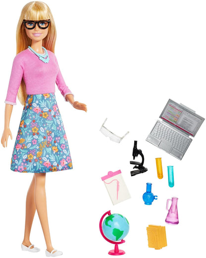 Barbie® Teacher Doll, Blonde, with 10 Teaching Accessories, Including Spinning Globe and a Laptop That Opens and Closes, Gift for 3 to 7 Year Olds