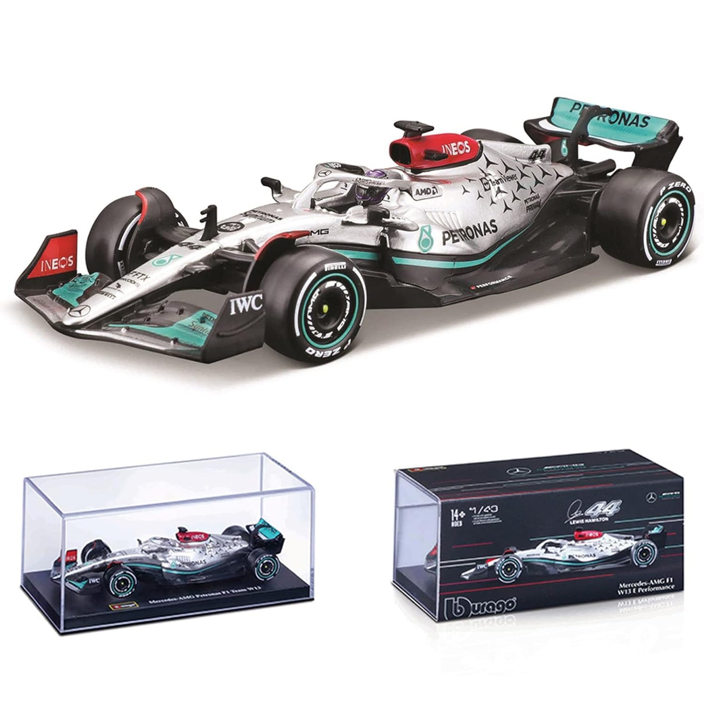 Bburago 1:43 Signature Mercedes AMG F1 W13 Lewis Hamilton 44 Die-cast Model