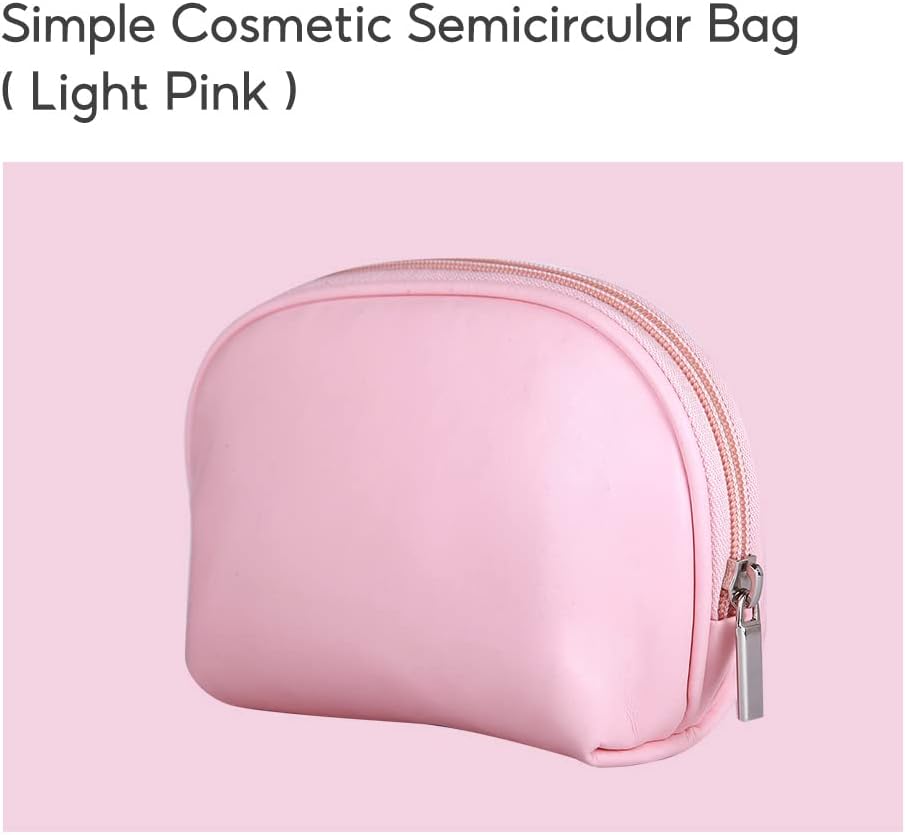 Semicircular Cosmetic Bag Pink Makeup Pouch