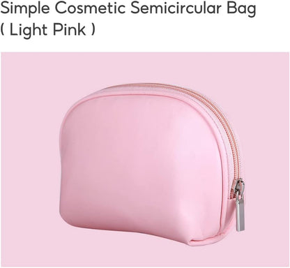 Semicircular Cosmetic Bag Pink Makeup Pouch