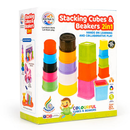 RATNA'S Shape Stacking Cubes & Beakers 2in1 Toy for Kids 2+