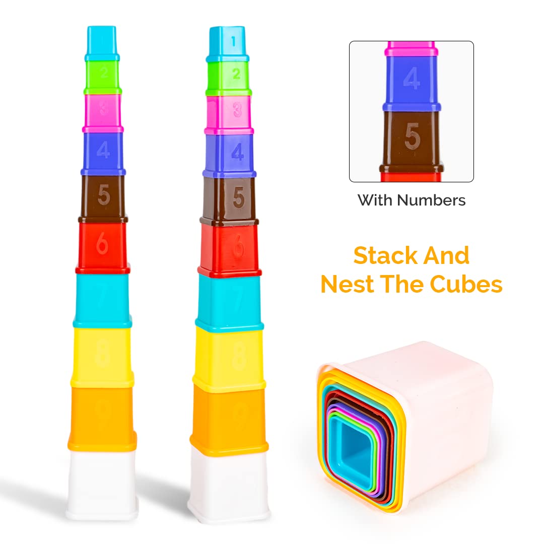 RATNA'S Shape Stacking Cubes & Beakers 2in1 Toy for Kids 2+