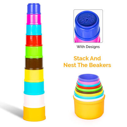 RATNA'S Shape Stacking Cubes & Beakers 2in1 Toy for Kids 2+