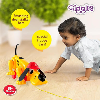 Giggles Funskool Pull Along Digger The Dog, Activity & Learning Toys for Babies, Toddlers, for Baby Boys & Girls, Encourage Walking, Improve Balance, Multicolour, Gift Set for Kids, Ages 12+ Months