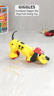 Giggles Funskool Pull Along Digger The Dog, Activity & Learning Toys for Babies, Toddlers, for Baby Boys & Girls, Encourage Walking, Improve Balance, Multicolour, Gift Set for Kids, Ages 12+ Months