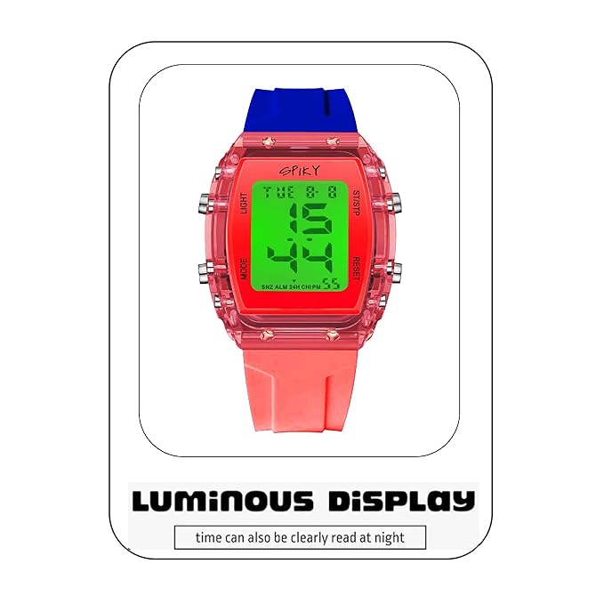 SPIKY Digital Sports Watch for Kids | Multifunctional, Luminous Display, Alarm, Day | Water Resistant | Best Birthday Gift Wrist Watches for Girls & Boys | Age 2-14 yrs