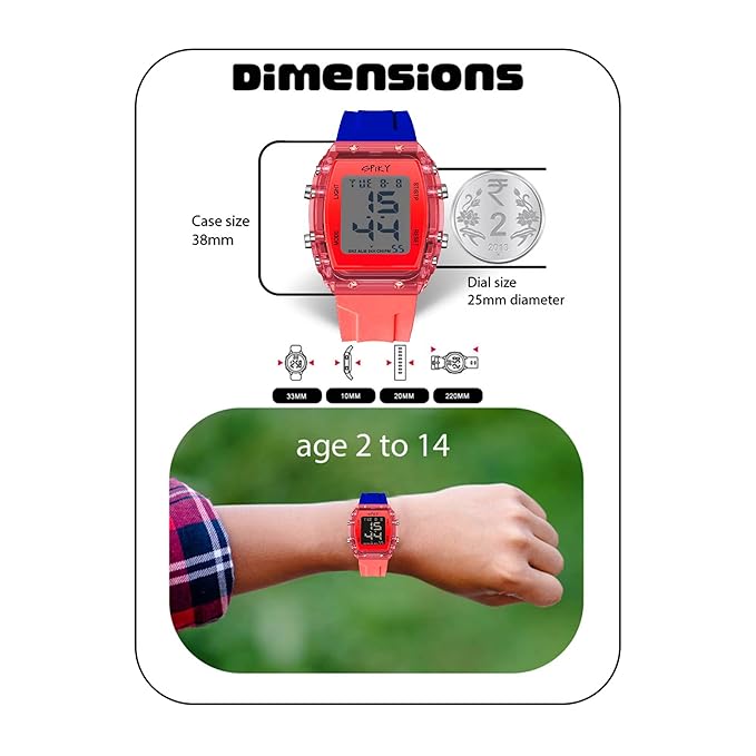 SPIKY Digital Sports Watch for Kids | Multifunctional, Luminous Display, Alarm, Day | Water Resistant | Best Birthday Gift Wrist Watches for Girls & Boys | Age 2-14 yrs